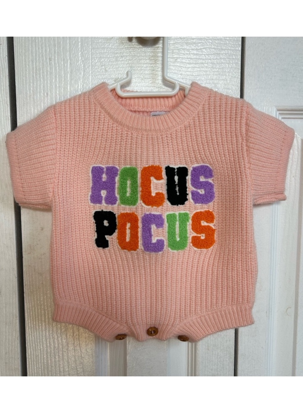 Spearmint Love Peach Knit 'Hocus Pocus' Baby Romper